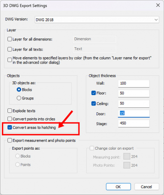 3D DWG Export Areas to hatching